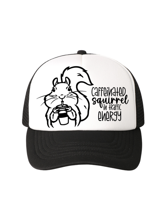 Caffeinated Squirrel in Traffic Energy Foam Trucker Hat